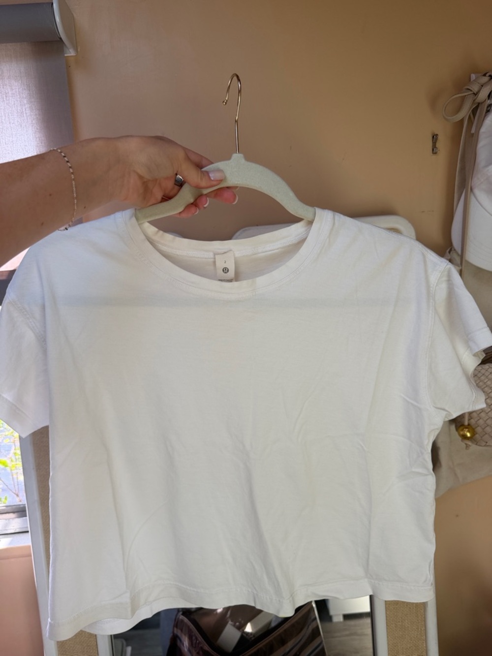 lululemon athletica White Short Sleeve Crop Tee